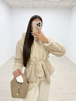 ABRIGO LAZADA PELO BEIGE