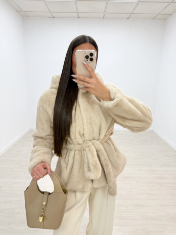 ABRIGO LAZADA PELO BEIGE