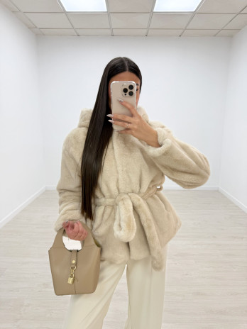 ABRIGO LAZADA PELO BEIGE