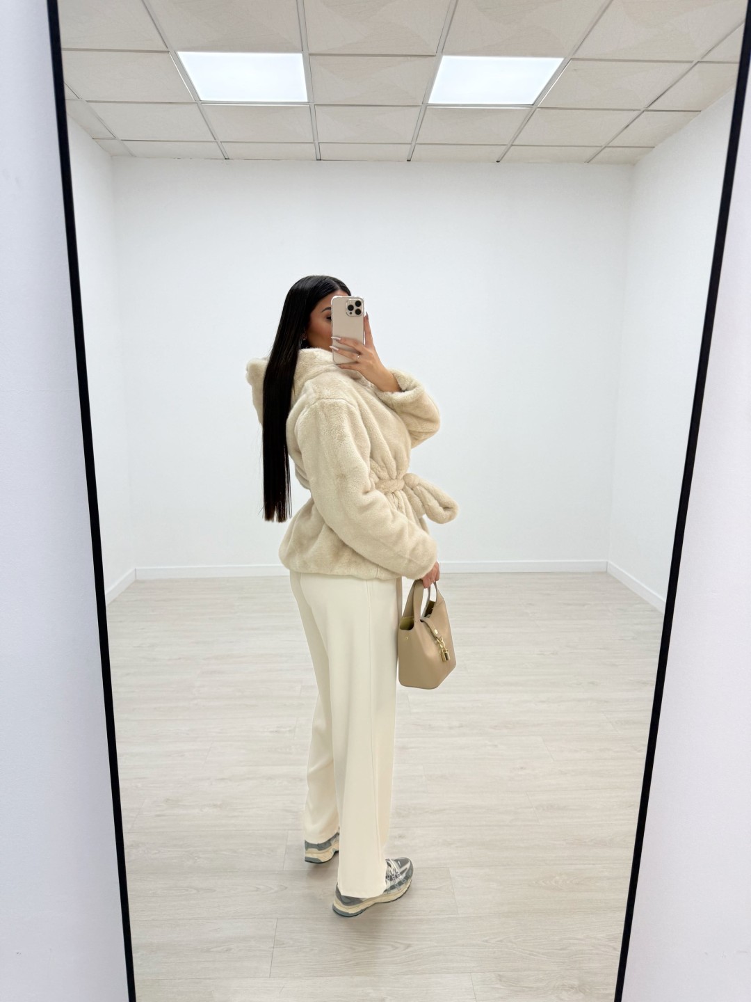 ABRIGO LAZADA PELO BEIGE