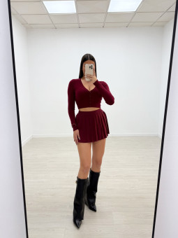 FALDA TABLAS PUNTO BURDEOS