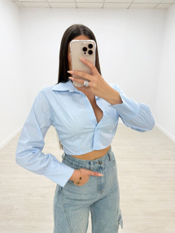 copy of CAMISA CROP POPELÍN CELESTE