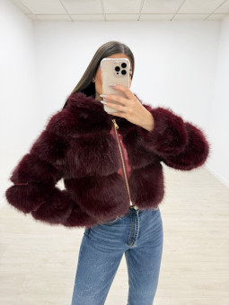 ABRIGO CROP PELO BURDEOS