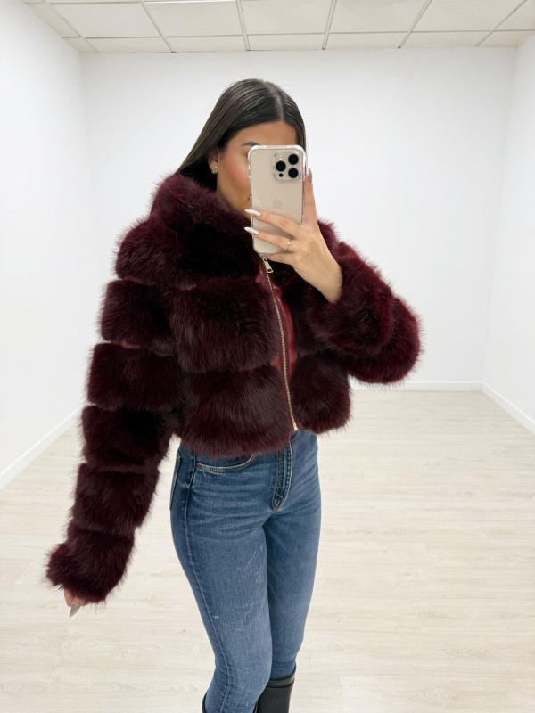 ABRIGO CROP PELO BURDEOS