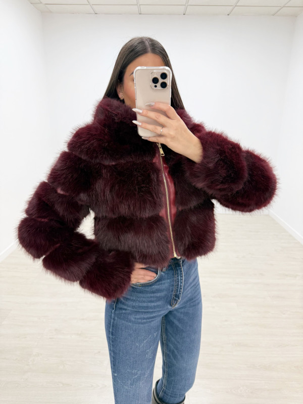 ABRIGO CROP PELO BURDEOS