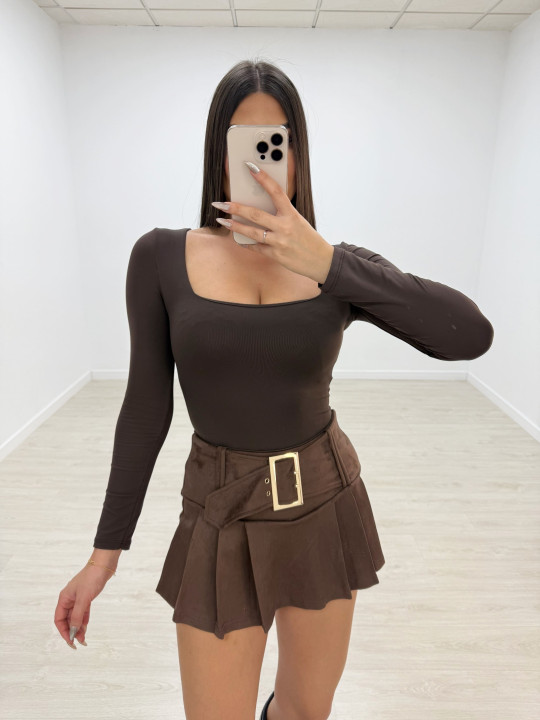 FALDA PANTALÓN CINTURÓN ANTE MARRÓN