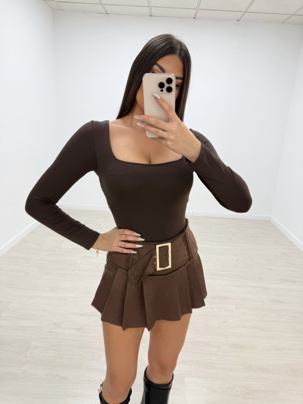 FALDA PANTALÓN CINTURÓN ANTE MARRÓN