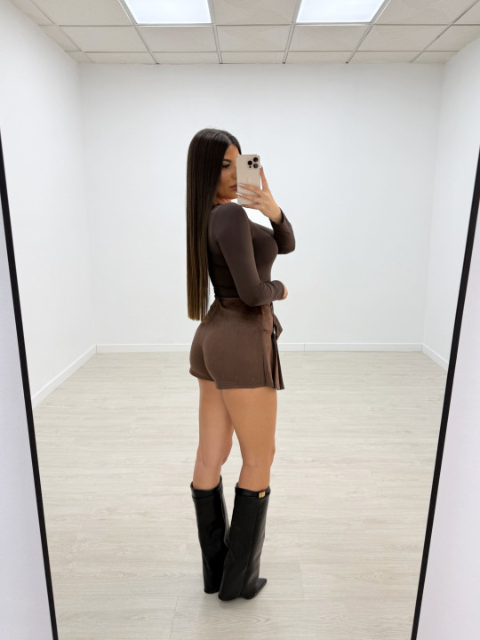 FALDA PANTALÓN CINTURÓN ANTE MARRÓN