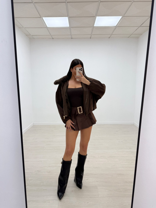 FALDA PANTALÓN CINTURÓN ANTE MARRÓN