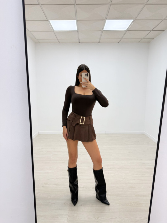 FALDA PANTALÓN CINTURÓN ANTE MARRÓN