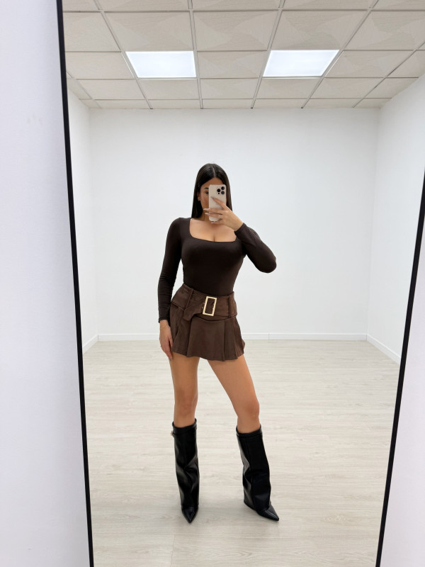 FALDA PANTALÓN CINTURÓN ANTE MARRÓN