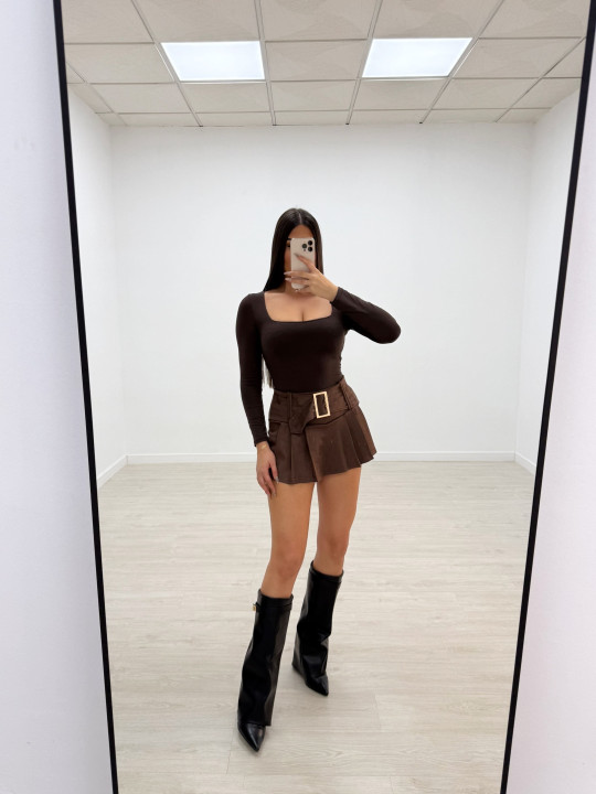 FALDA PANTALÓN CINTURÓN ANTE MARRÓN