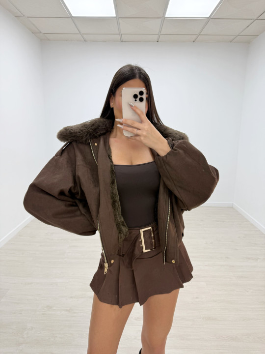 FALDA PANTALÓN CINTURÓN ANTE MARRÓN