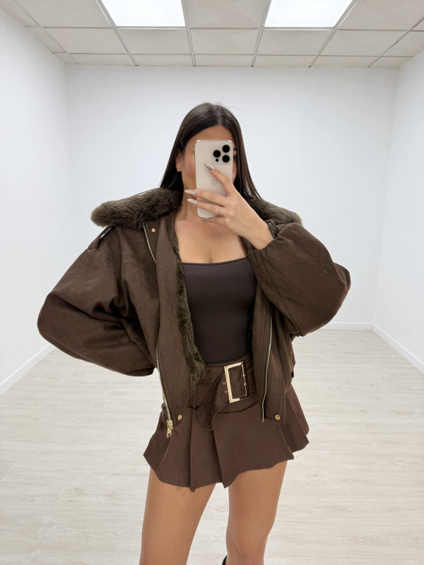 FALDA PANTALÓN CINTURÓN ANTE MARRÓN