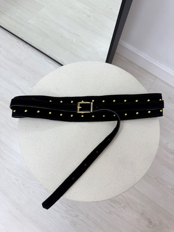 FAJÍN NEGRO TACHAS (PIEL 100%)