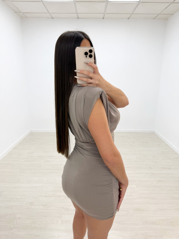 VESTIDO HOMBRERAS FRUNCIDO TOUPE