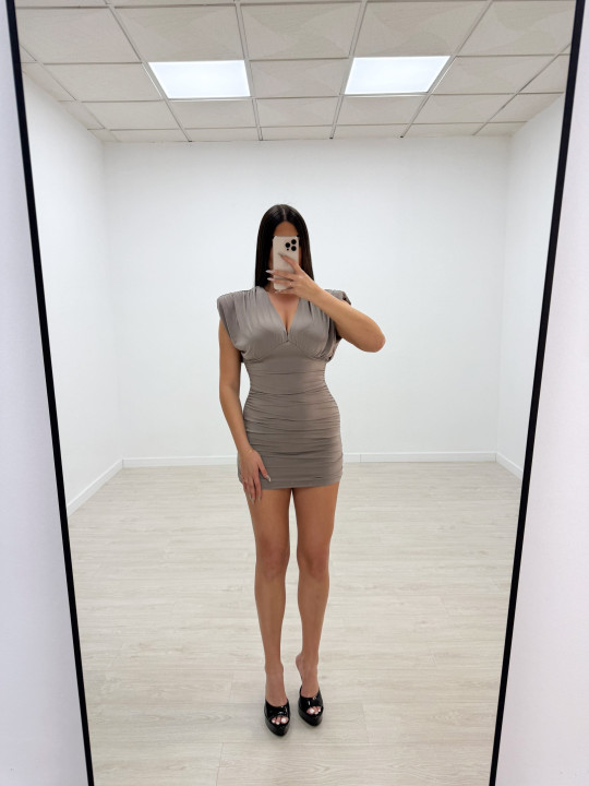 VESTIDO HOMBRERAS FRUNCIDO TOUPE