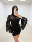 VESTIDO MANGAS MURCIÉLAGO ENCAJE NEGRO