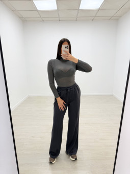 PANTALÓN CHÁNDAL WIDE LEG GRIS OSCURO