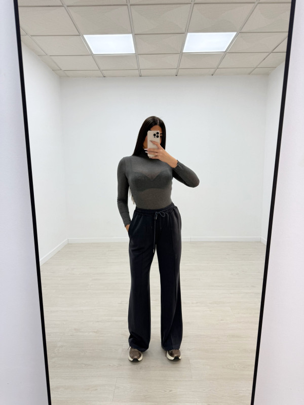 PANTALÓN CHÁNDAL WIDE LEG GRIS OSCURO