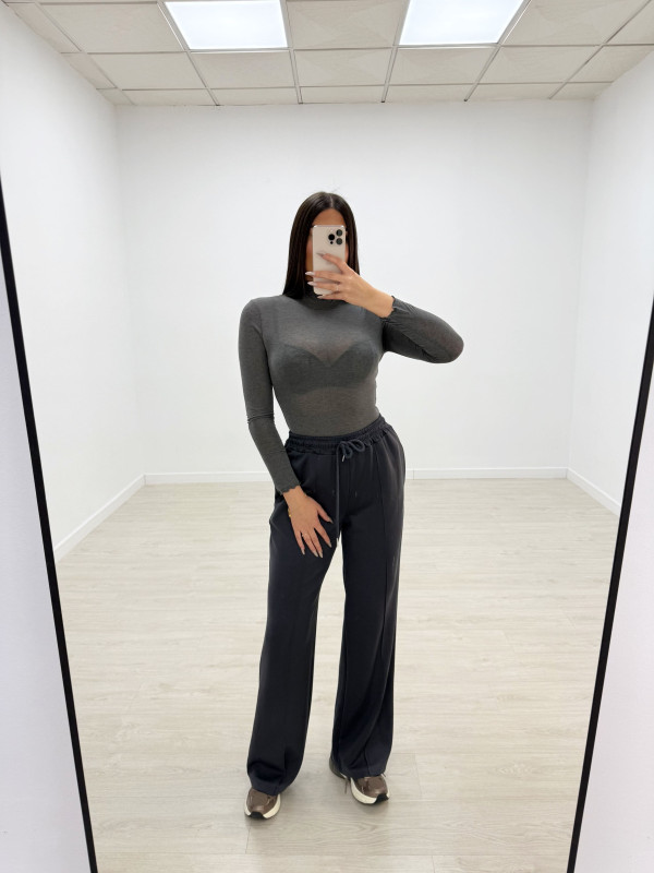 PANTALÓN CHÁNDAL WIDE LEG GRIS OSCURO