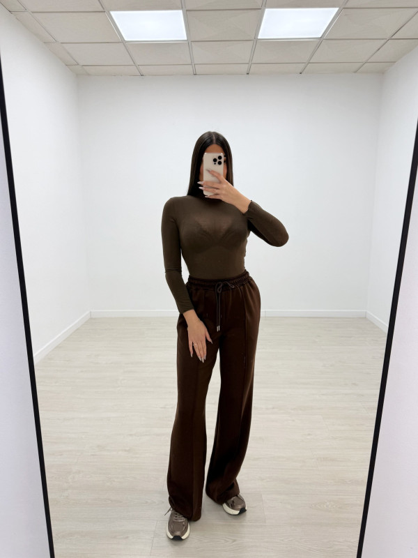 PANTALÓN CHÁNDAL WIDE LEG MARRÓN
