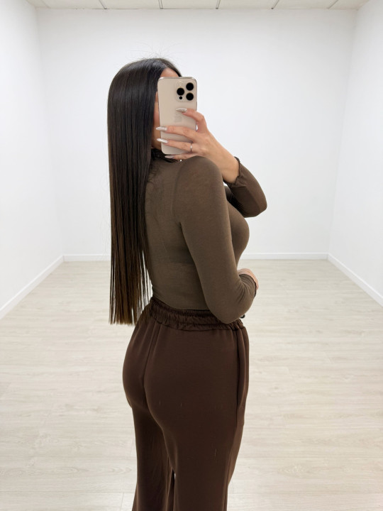 PANTALÓN CHÁNDAL WIDE LEG MARRÓN