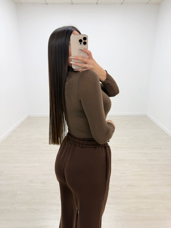 PANTALÓN CHÁNDAL WIDE LEG MARRÓN
