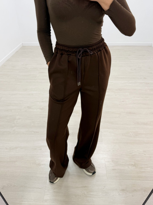 PANTALÓN CHÁNDAL WIDE LEG MARRÓN