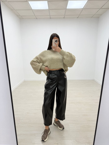 PANTALÓN POLIPIEL BALLON NEGRO