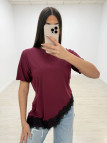 CAMISETA OVER ENCAJE BURDEOS