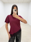 CAMISETA OVER ENCAJE BURDEOS