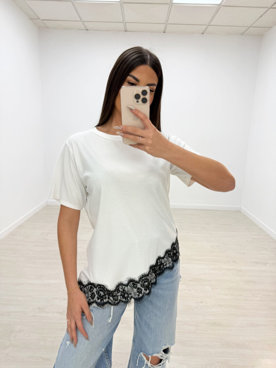 CAMISETA OVER ENCAJE BLANCA