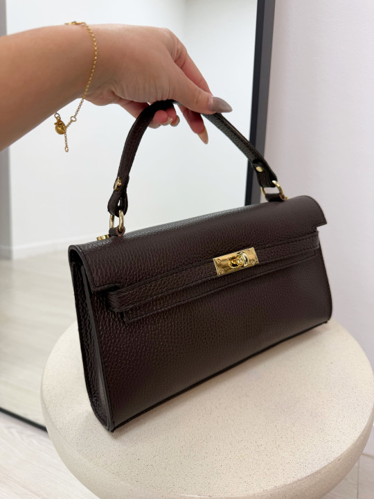 BOLSO KELLY LONG MARRÓN (PIEL 100%)