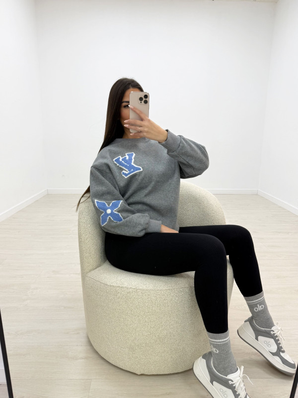 SUDADERA LV RELIEVE GRIS