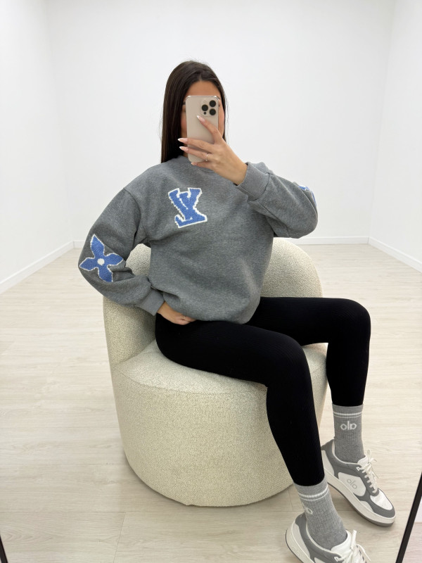 SUDADERA LV RELIEVE GRIS