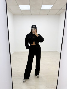 PANTALÓN CHÁNDAL WIDE LEG NEGRO