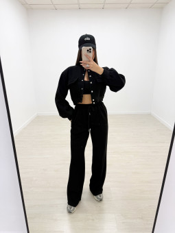 PANTALÓN CHÁNDAL WIDE LEG NEGRO