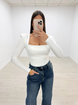 TOP LICRA HOMBRERAS BLANCO