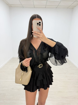 FALDA VOLANTES ANTE NEGRA