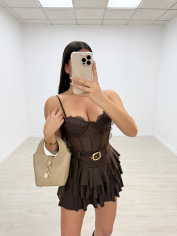 FALDA VOLANTES ANTE MARRÓN