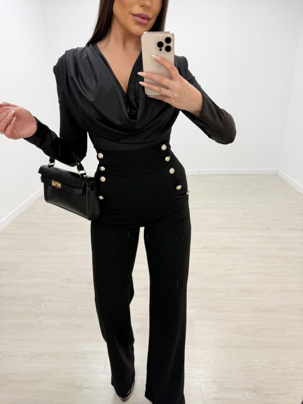 PANTALÓN BOTONES TIRO ALTO NEGRO