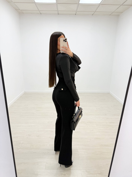 PANTALÓN BOTONES TIRO ALTO NEGRO