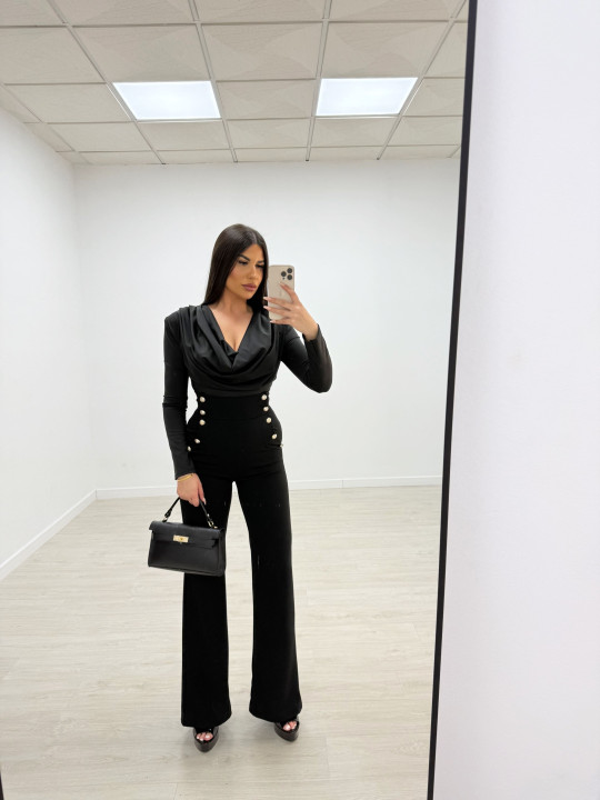 PANTALÓN BOTONES TIRO ALTO NEGRO