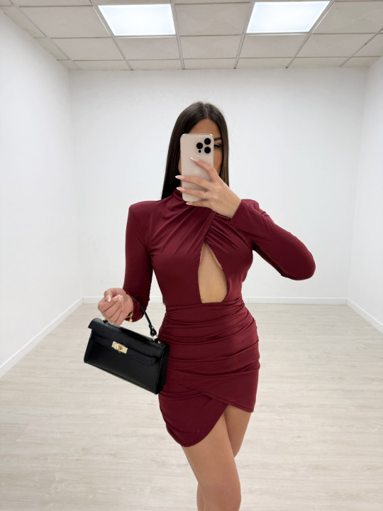 VESTIDO APERTURA ESCOTE BURDEOS