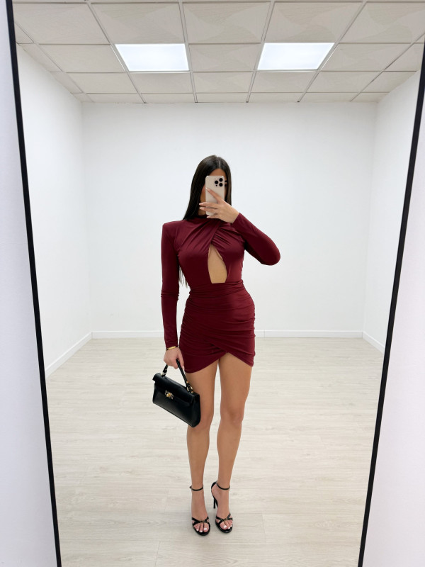 VESTIDO APERTURA ESCOTE BURDEOS