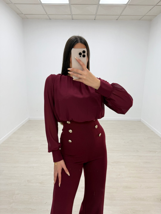 MONO LARGO BOTONES BURDEOS