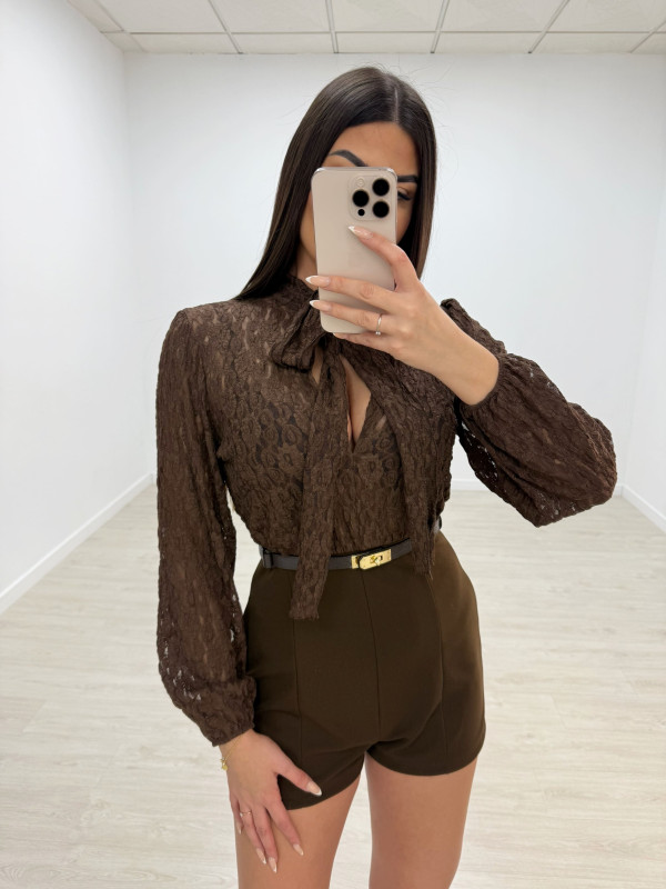 MONO COMBINADO ENCAJE MARRÓN