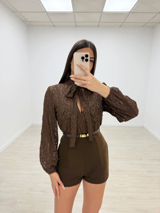 MONO COMBINADO ENCAJE MARRÓN