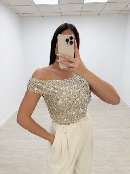 TOP LENTEJUELAS BEIGE